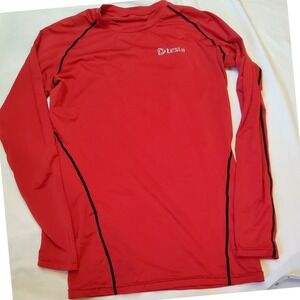 Tesla Red Long Sleeve Rash Guard Shirt Mens Size L Athletic‎ Sportswear